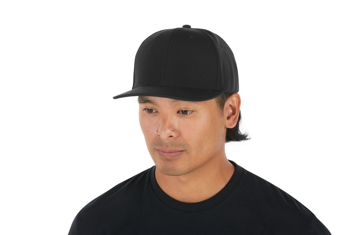 recycled-poly-classic-6-panel-hat-x9 WebPDP-HAT001002_Recycled_Poly_Classic_6Panel_Hat_Black_Studio_Harper_Studios_0723_Side_2__HAT001002OS.jpg