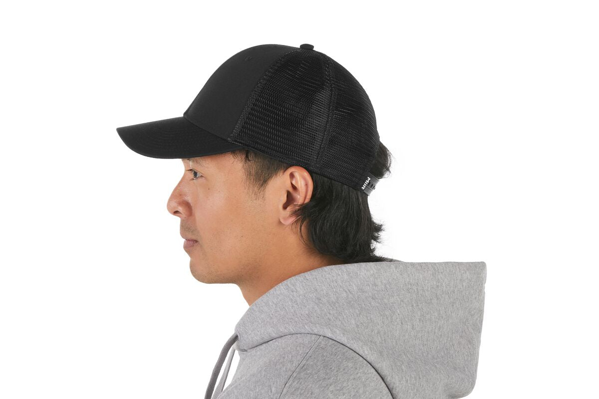 recycled-poly-low-profile-trucker-hat-u7 WebPDP-HAT002002_Recycled_Poly_Low_Profile_Trucker_Hat_Black_Studio_Harper_Studios_0723_Back__HAT002002OS.jpg