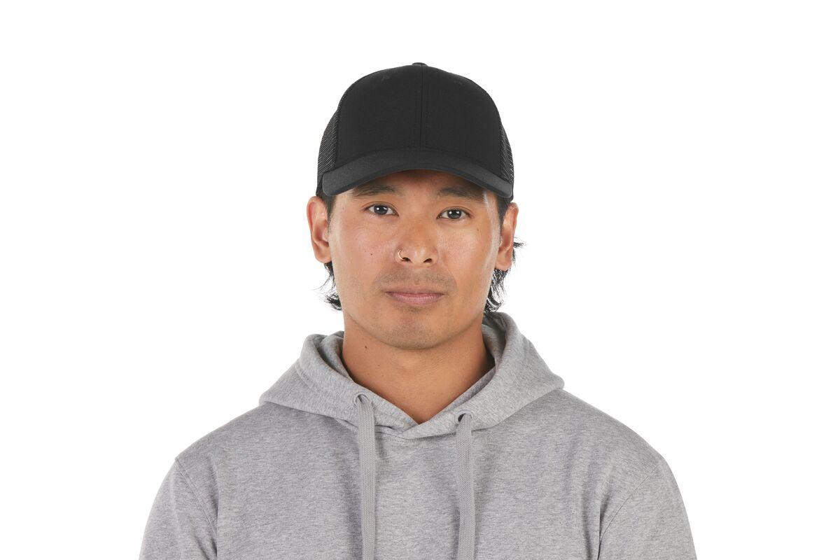 recycled-poly-low-profile-trucker-hat-u7 WebPDP-HAT002002_Recycled_Poly_Low_Profile_Trucker_Hat_Black_Studio_Harper_Studios_0723_Front__HAT002002OS.jpg